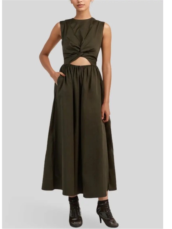 DISSH Dresses & Skirts - DISSH Ramsey Dark Olive Cotton Midi Dress Size 12